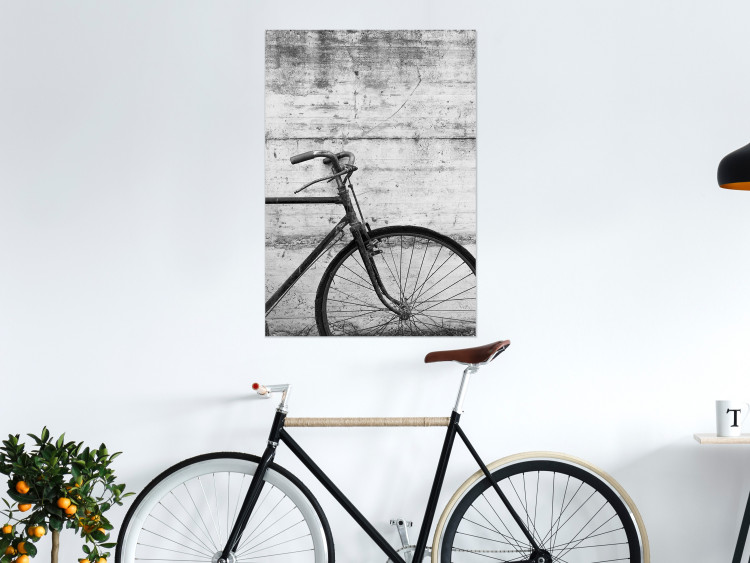 Poster Bike and Concrete - black and white composition with a retro-style bicycle 116968 additionalImage 17