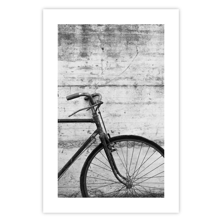Poster Bike and Concrete - black and white composition with a retro-style bicycle 116968 additionalImage 25