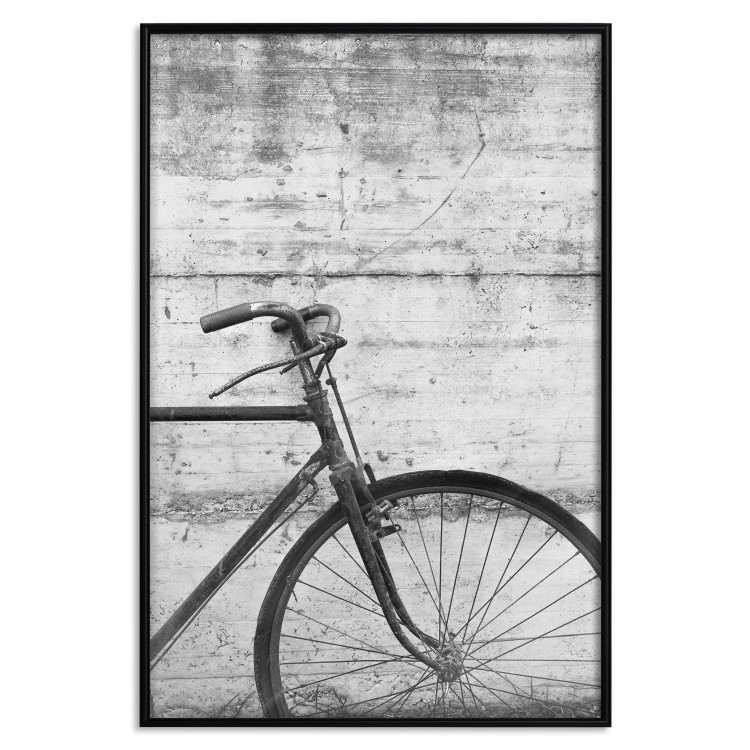 Poster Bike and Concrete - black and white composition with a retro-style bicycle 116968 additionalImage 27