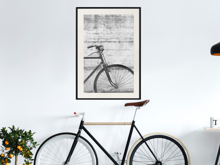 Poster Bike and Concrete - black and white composition with a retro-style bicycle 116968 additionalImage 16