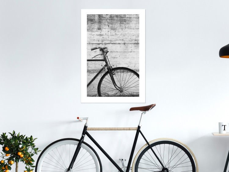 Poster Bike and Concrete - black and white composition with a retro-style bicycle 116968 additionalImage 2