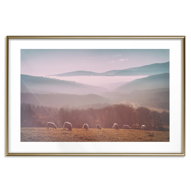 Poster Flock of Sheep - grazing animals against a picturesque mountain landscape 117468 additionalImage 18