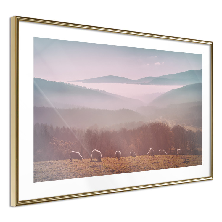 Poster Flock of Sheep - grazing animals against a picturesque mountain landscape 117468 additionalImage 6