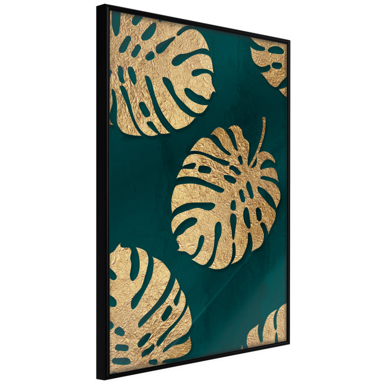 Wall Poster Golden Luxury Leaves - glamorous composition in emerald background and plants 117568 additionalImage 10