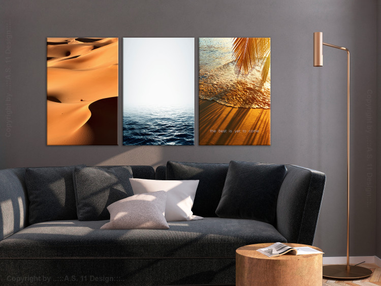 Canvas Print Holiday triptych - desert landscape and hot seaside beach 118468 additionalImage 3
