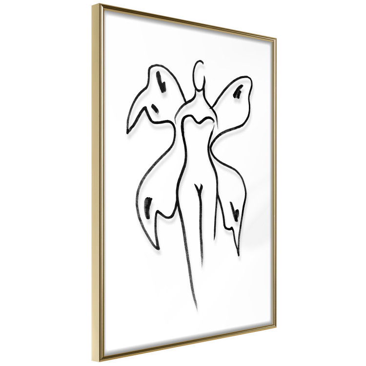 Wall Poster Butterfly Woman - black and white line art with a female silhouette and wings 119268 additionalImage 14