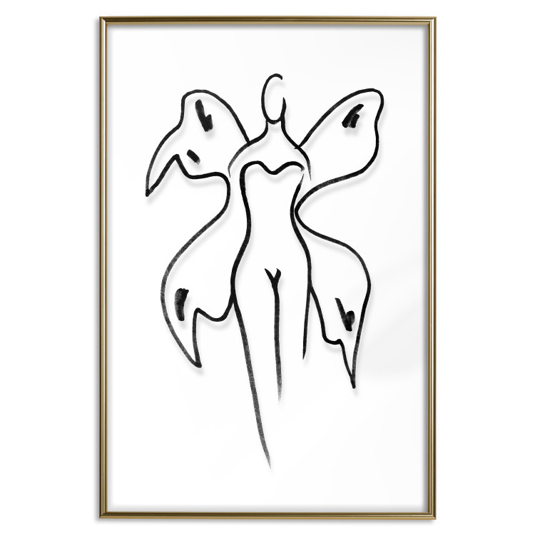 Wall Poster Butterfly Woman - black and white line art with a female silhouette and wings 119268 additionalImage 20