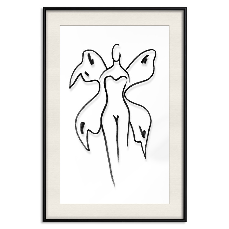 Wall Poster Butterfly Woman - black and white line art with a female silhouette and wings 119268 additionalImage 18