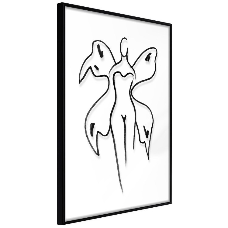 Wall Poster Butterfly Woman - black and white line art with a female silhouette and wings 119268 additionalImage 12