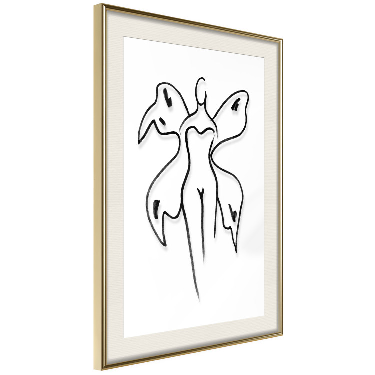 Wall Poster Butterfly Woman - black and white line art with a female silhouette and wings 119268 additionalImage 2