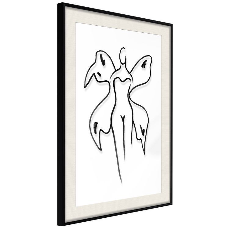 Wall Poster Butterfly Woman - black and white line art with a female silhouette and wings 119268 additionalImage 3