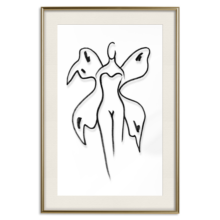 Wall Poster Butterfly Woman - black and white line art with a female silhouette and wings 119268 additionalImage 19