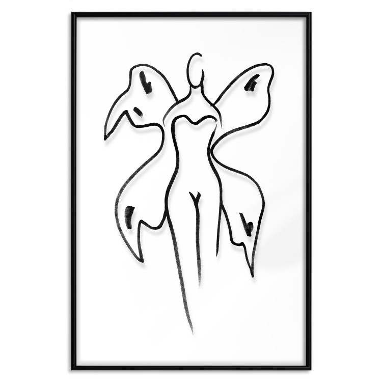 Wall Poster Butterfly Woman - black and white line art with a female silhouette and wings 119268 additionalImage 24
