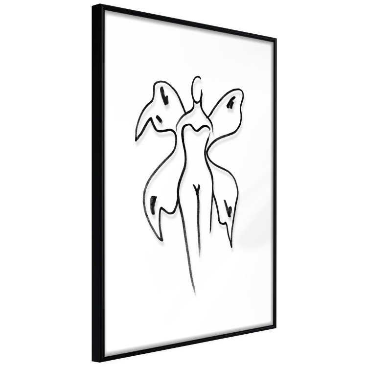 Wall Poster Butterfly Woman - black and white line art with a female silhouette and wings 119268 additionalImage 13
