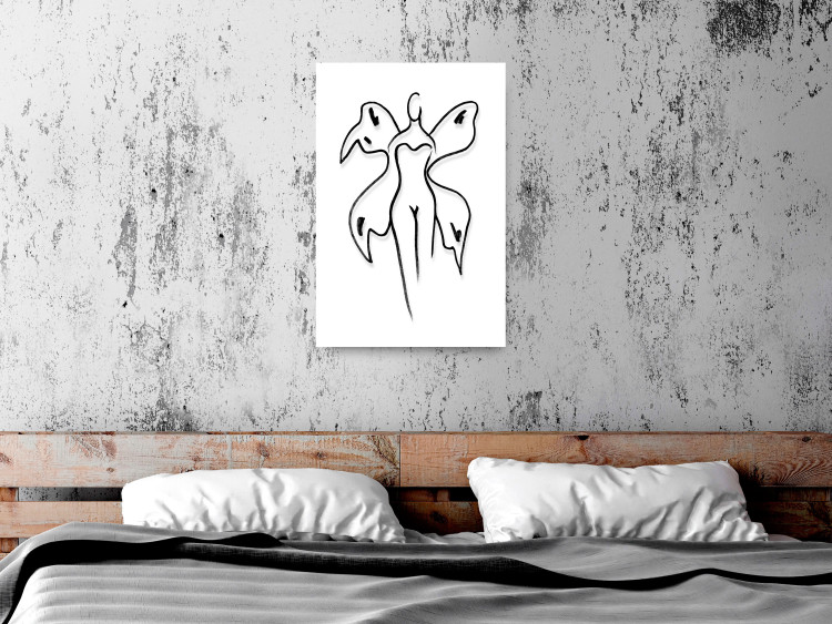 Wall Poster Butterfly Woman - black and white line art with a female silhouette and wings 119268 additionalImage 23