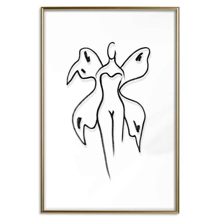 Wall Poster Butterfly Woman - black and white line art with a female silhouette and wings 119268 additionalImage 16