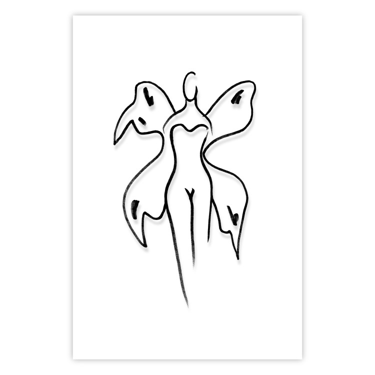 Wall Poster Butterfly Woman - black and white line art with a female silhouette and wings 119268 additionalImage 25