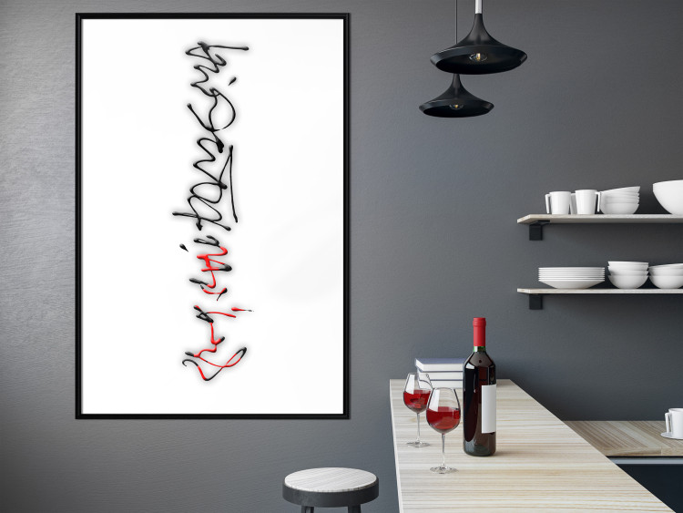 Poster Calligraphy - abstract composition with a vertical blurry inscription 120468 additionalImage 3