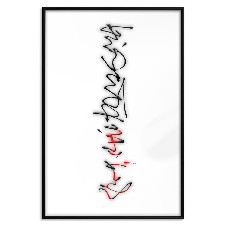 Poster Calligraphy - abstract composition with a vertical blurry inscription 120468 additionalImage 18