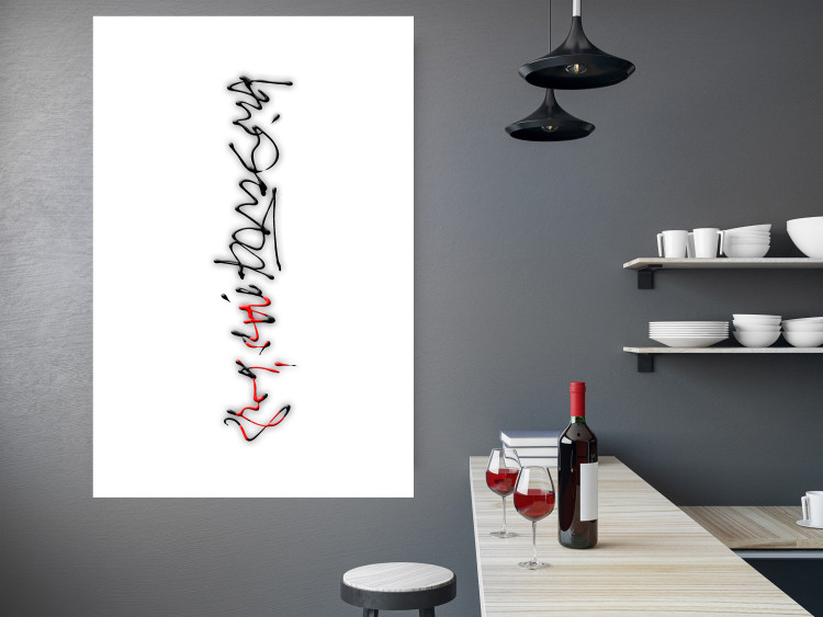 Poster Calligraphy - abstract composition with a vertical blurry inscription 120468 additionalImage 2