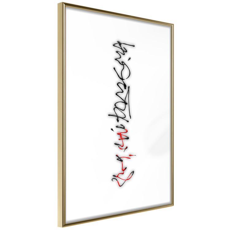 Poster Calligraphy - abstract composition with a vertical blurry inscription 120468 additionalImage 6