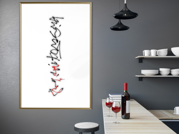 Poster Calligraphy - abstract composition with a vertical blurry inscription 120468 additionalImage 13