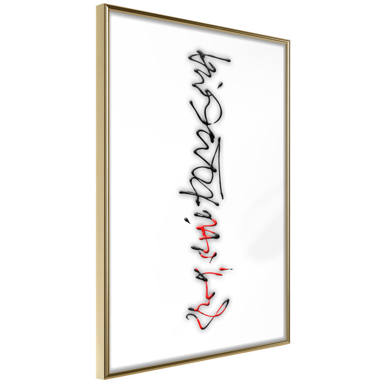 Poster Calligraphy - abstract composition with a vertical blurry inscription 120468 additionalImage 12