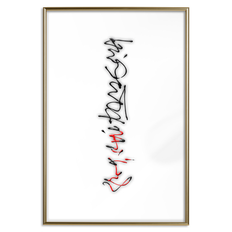 Poster Calligraphy - abstract composition with a vertical blurry inscription 120468 additionalImage 14