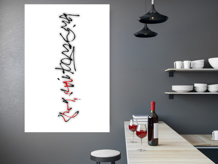 Poster Calligraphy - abstract composition with a vertical blurry inscription 120468 additionalImage 17