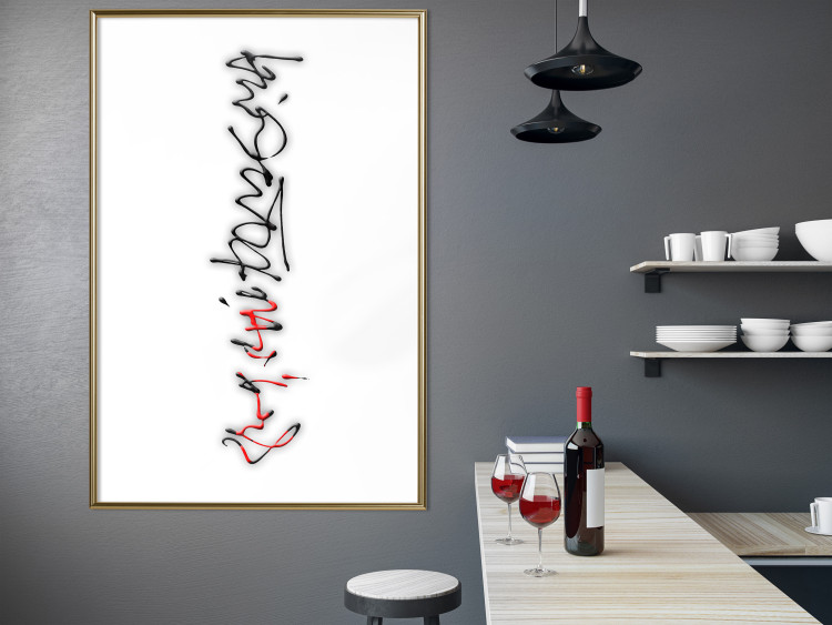 Poster Calligraphy - abstract composition with a vertical blurry inscription 120468 additionalImage 5