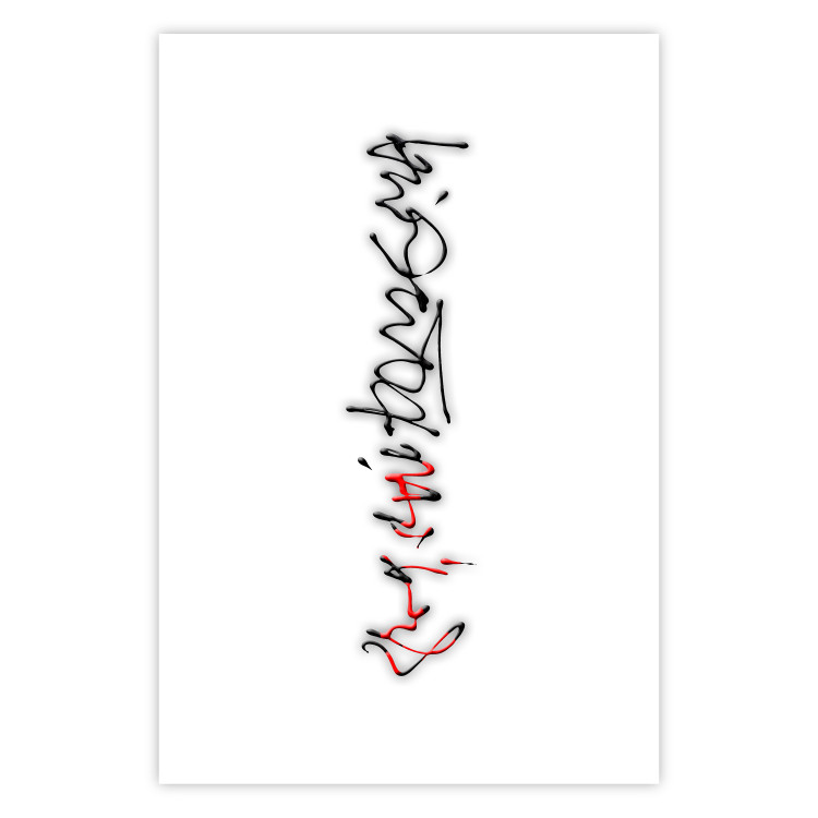 Poster Calligraphy - abstract composition with a vertical blurry inscription 120468 additionalImage 19