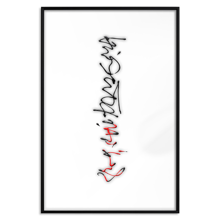 Poster Calligraphy - abstract composition with a vertical blurry inscription 120468 additionalImage 15