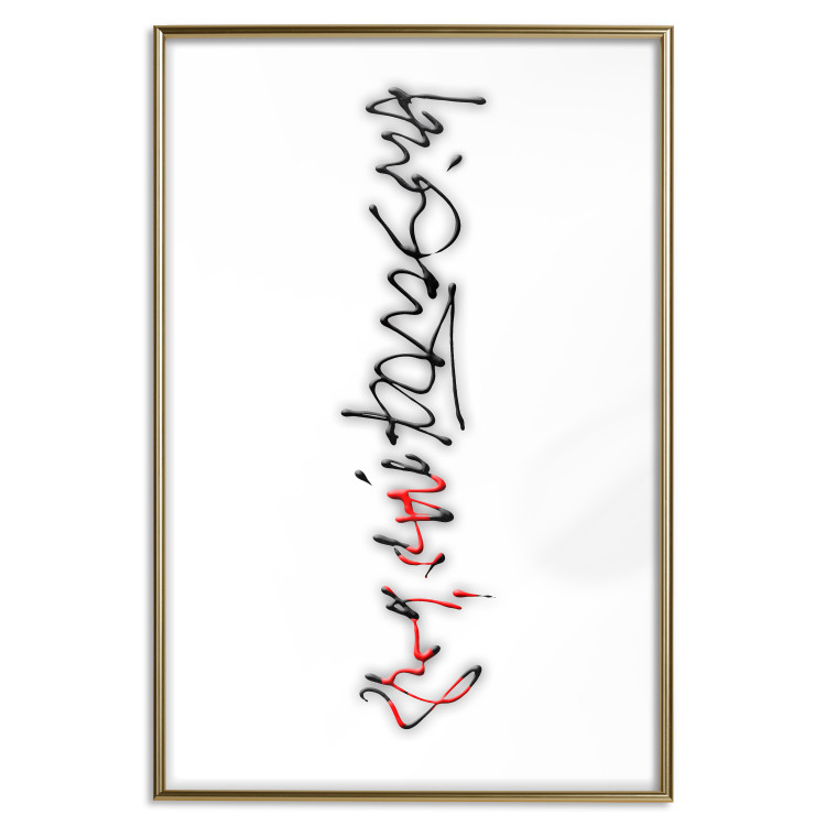 Poster Calligraphy - abstract composition with a vertical blurry inscription 120468 additionalImage 16