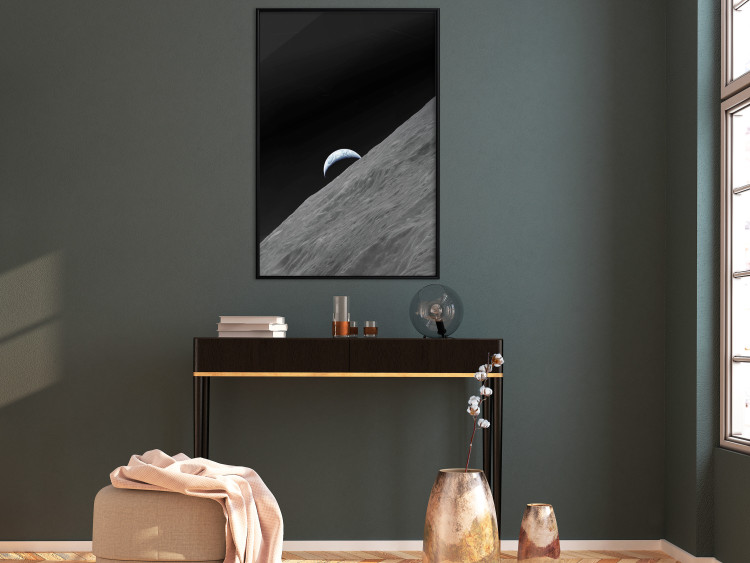 Poster Lonely Planet - moon texture with a view of a partial planet 123168 additionalImage 3