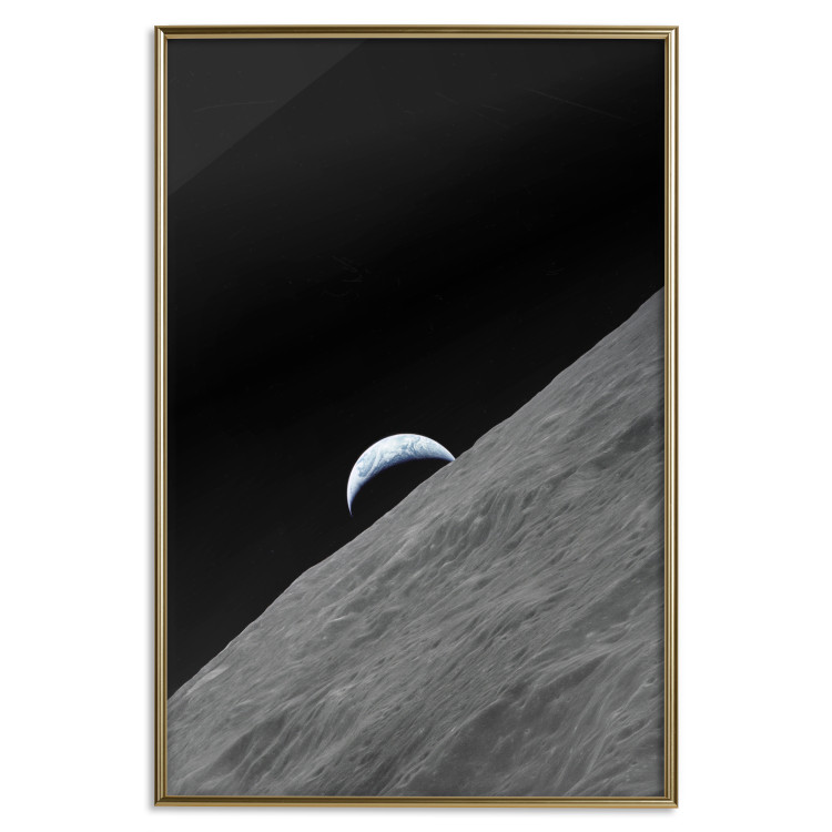 Poster Lonely Planet - moon texture with a view of a partial planet 123168 additionalImage 20