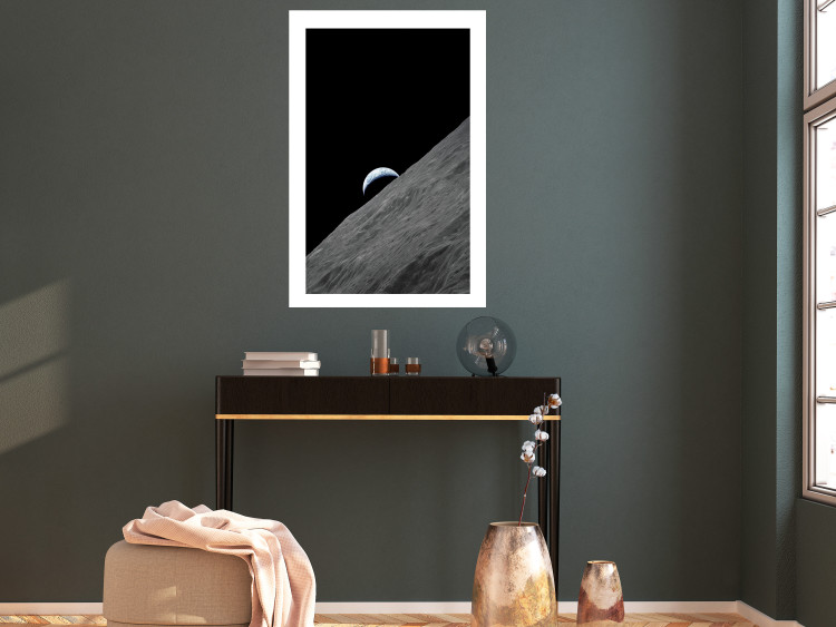 Poster Lonely Planet - moon texture with a view of a partial planet 123168 additionalImage 4