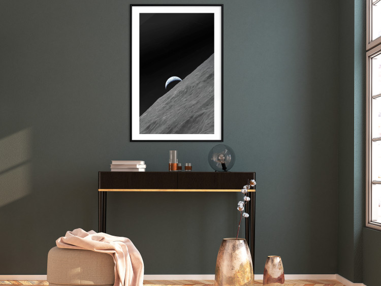 Poster Lonely Planet - moon texture with a view of a partial planet 123168 additionalImage 6
