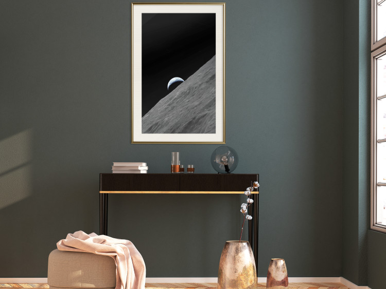 Poster Lonely Planet - moon texture with a view of a partial planet 123168 additionalImage 21