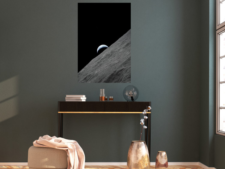 Poster Lonely Planet - moon texture with a view of a partial planet 123168 additionalImage 23