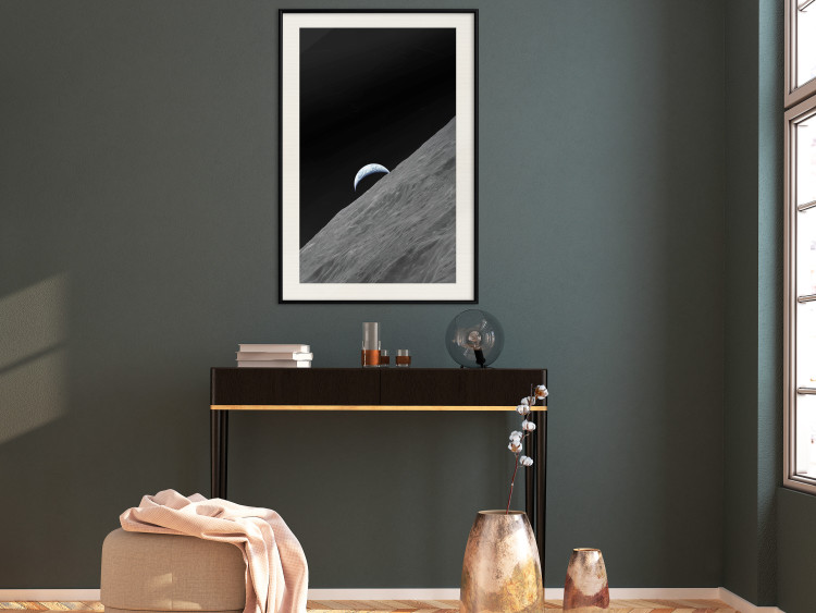Poster Lonely Planet - moon texture with a view of a partial planet 123168 additionalImage 22