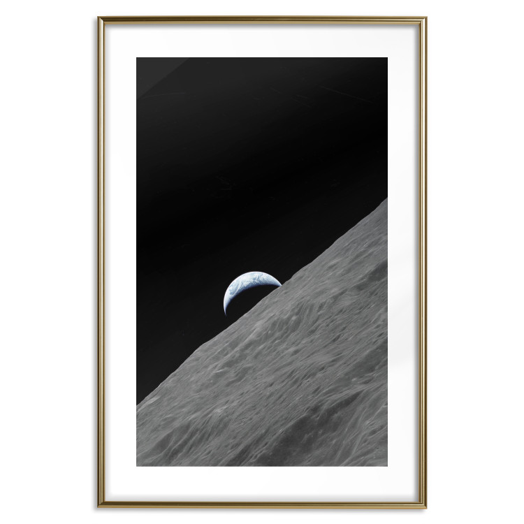Poster Lonely Planet - moon texture with a view of a partial planet 123168 additionalImage 14
