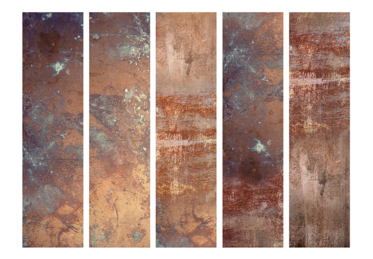 Folding Screen Rusty Plate II (5-piece) - irregular brown pattern 124068 additionalImage 3