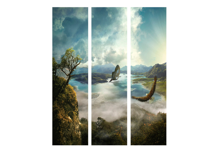 Room Divider Screen Flight Over the Lake (3-piece) - scenic landscape among trees and mountains 124168 additionalImage 3