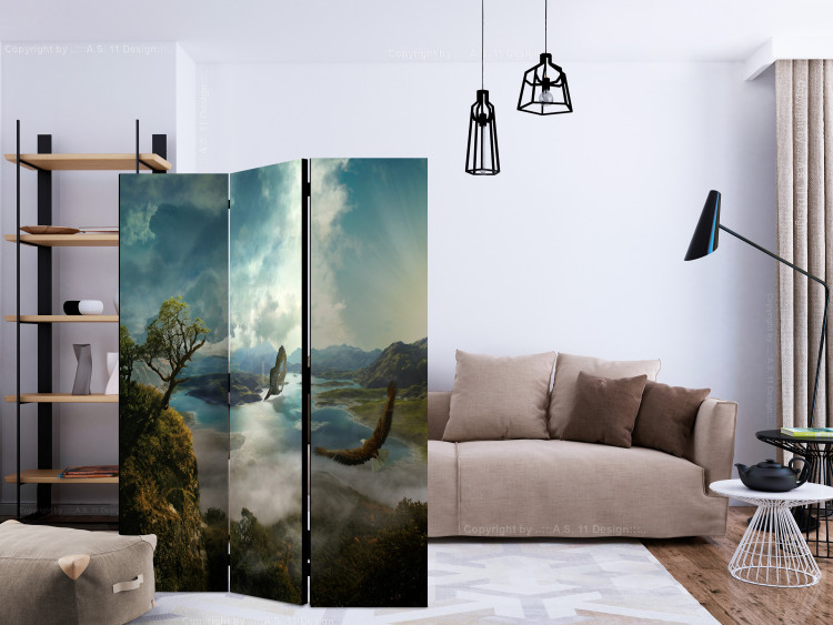 Room Divider Screen Flight Over the Lake (3-piece) - scenic landscape among trees and mountains 124168 additionalImage 4