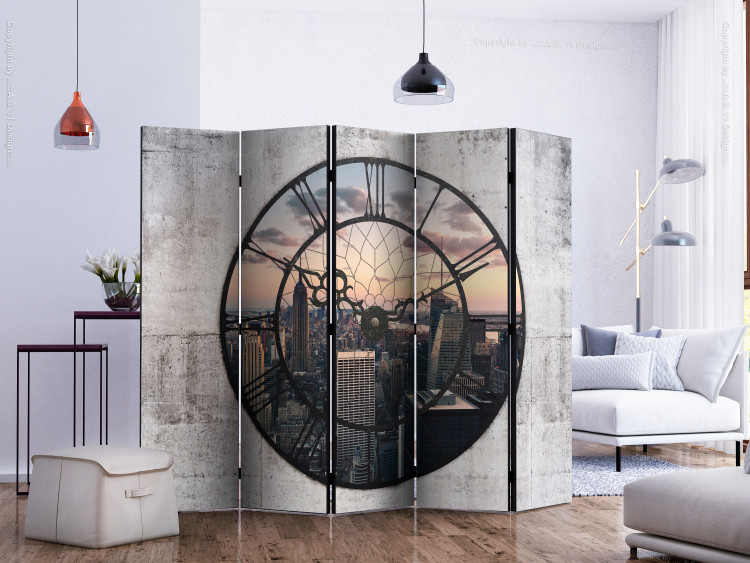 Folding Screen NYC Time Zone II (5-piece) - cityscape and skyscrapers view from the window 124268 additionalImage 2