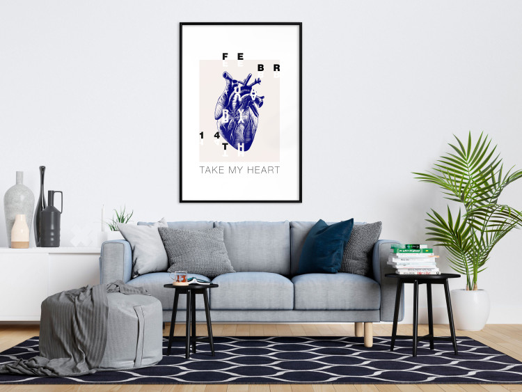 Poster Take My Heart - blue heart and black English text 125268 additionalImage 4