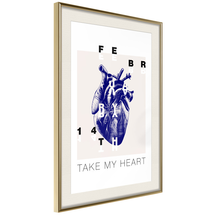 Poster Take My Heart - blue heart and black English text 125268 additionalImage 2