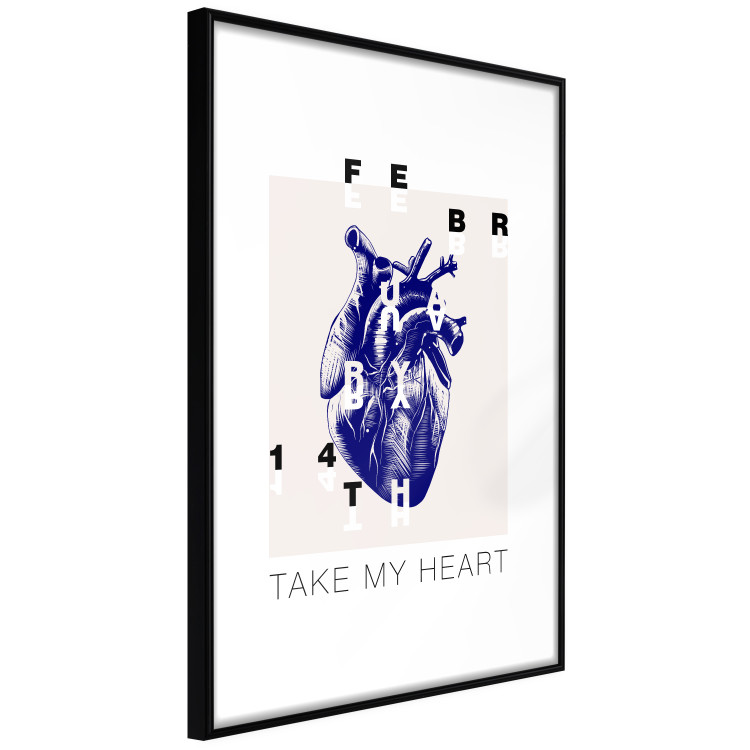 Poster Take My Heart - blue heart and black English text 125268 additionalImage 11
