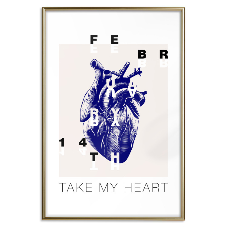 Poster Take My Heart - blue heart and black English text 125268 additionalImage 20