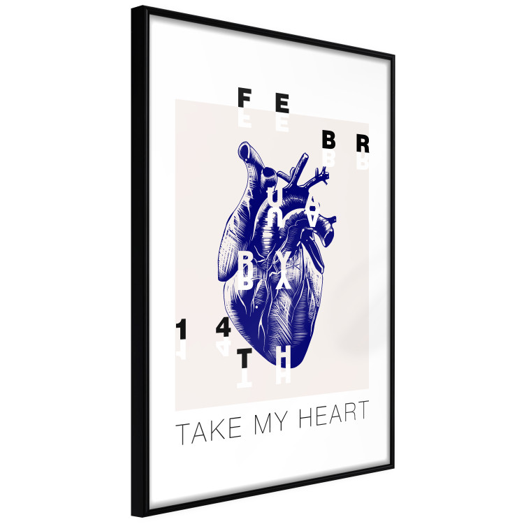 Poster Take My Heart - blue heart and black English text 125268 additionalImage 12